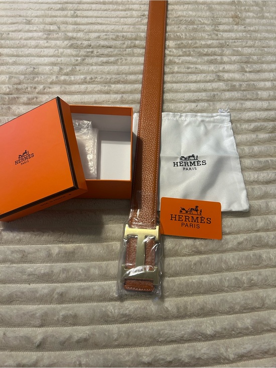 Hermes Other - Hermes Tan Leather Men's Belt with Gold H Buckle